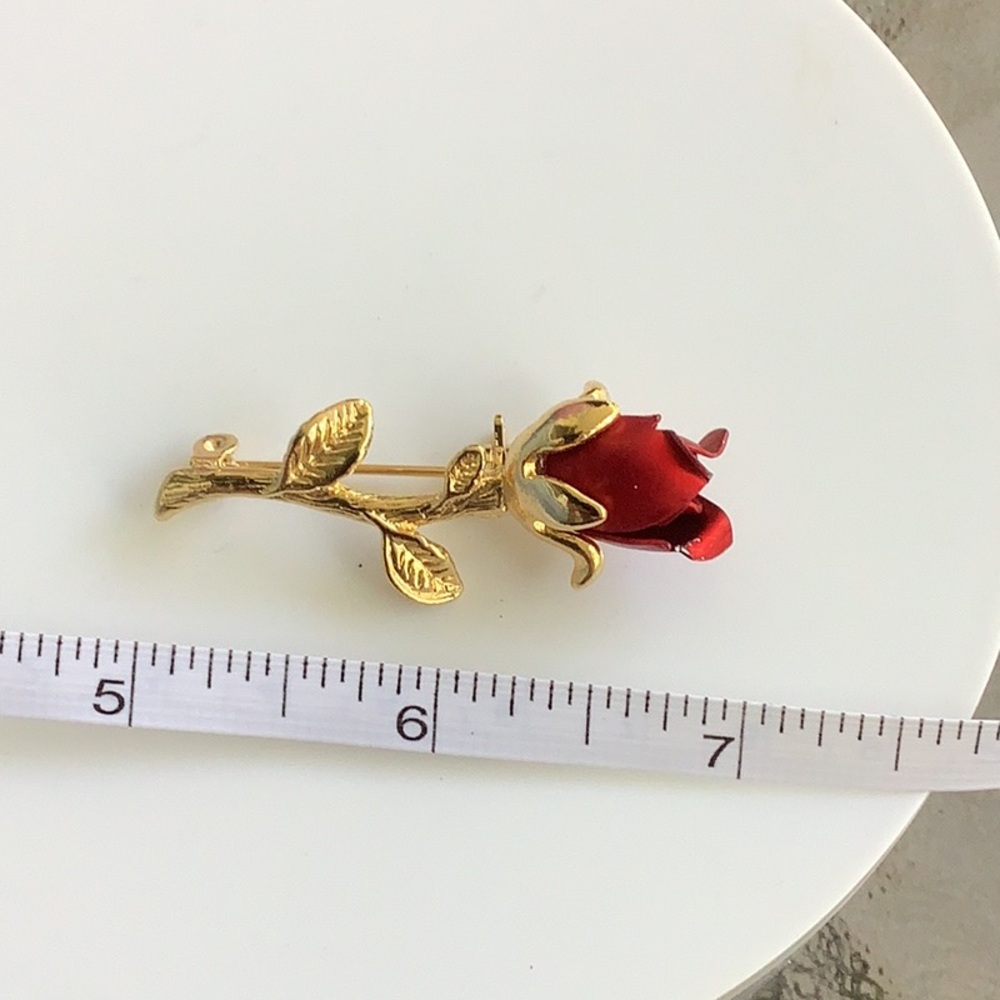 Elegant Red Rose Brooch